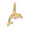 14K Yellow Gold Jumping Dolphin Charm Ocean Pendant Jewerly 21mm x 15mm